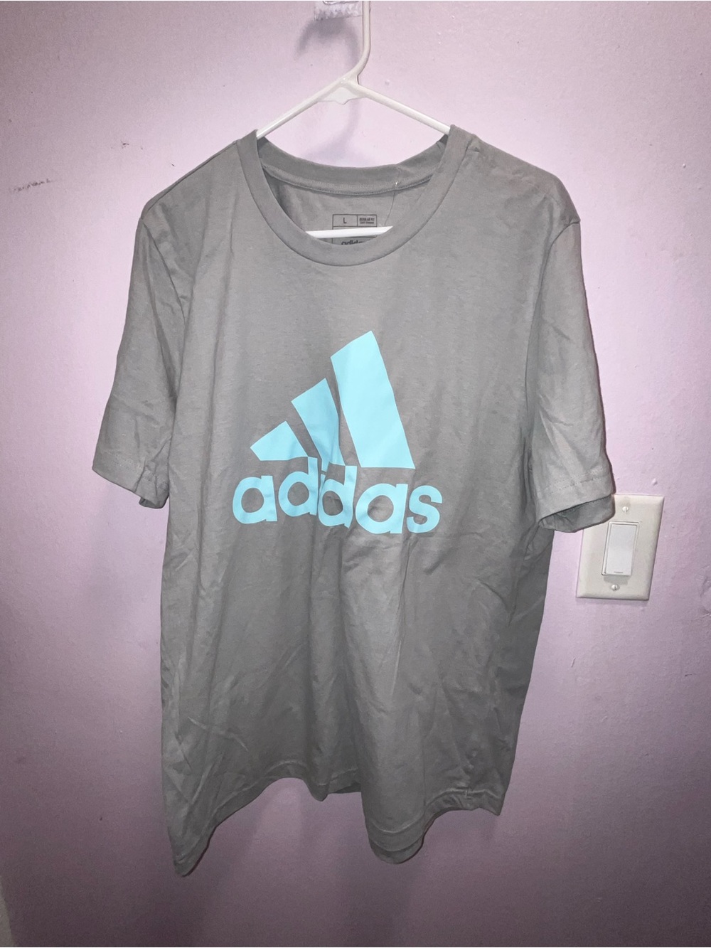 adidas Short Sleeve Tee Gray with Light Blue Logo